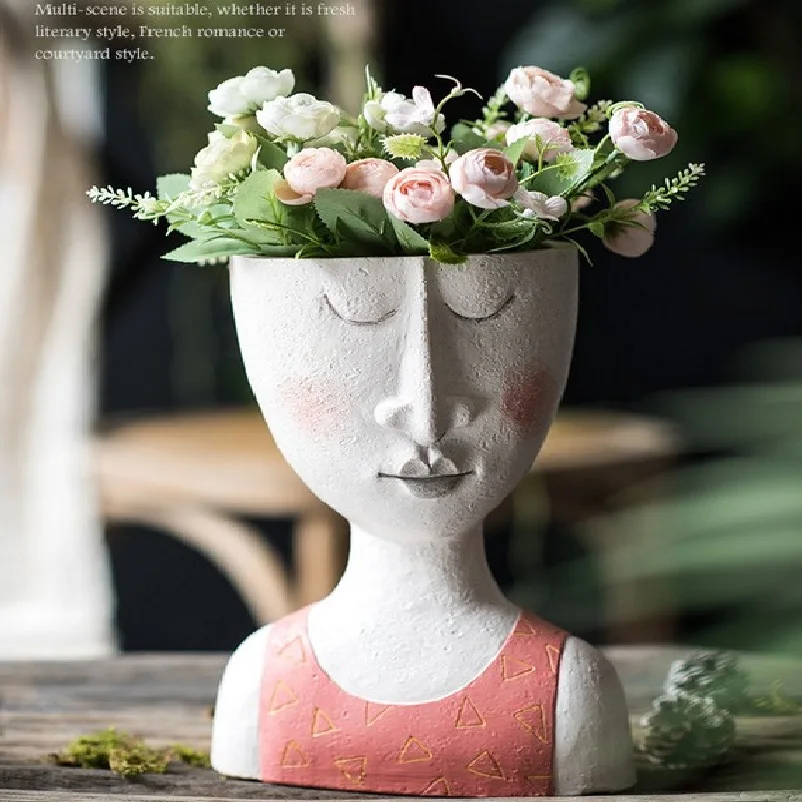 Цветочный горшок для портрета ваза скульптура человеческое лицо семейный