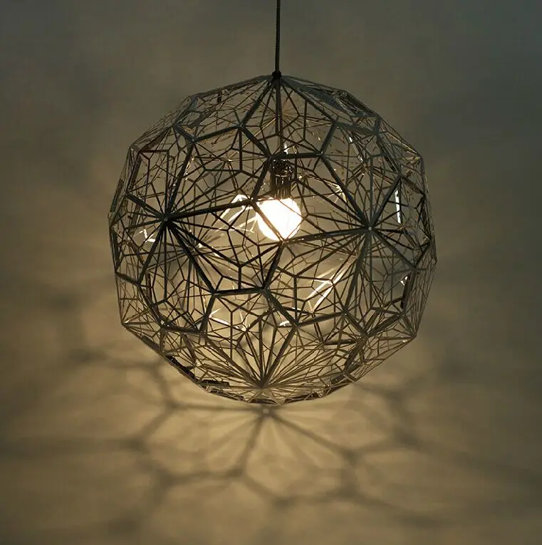 Modern Gold Copper Silver Etch Web Pendant Lights Stainless Steel Diamond Polygon Lamp for Living Room | Потолочные лампы и