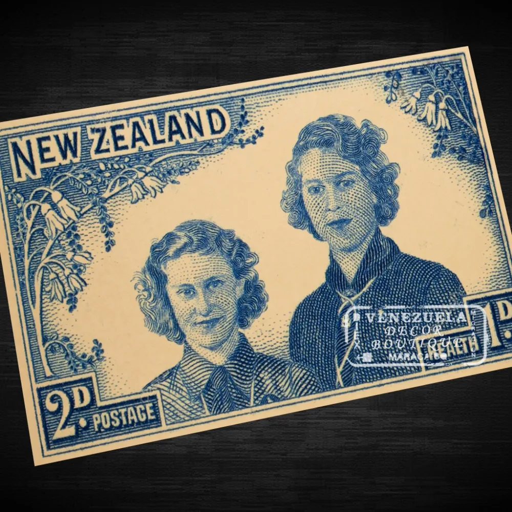 Один Пенни + полупенни медицинские штампы Новая Зеландия NZ винтажный Ретро Холст