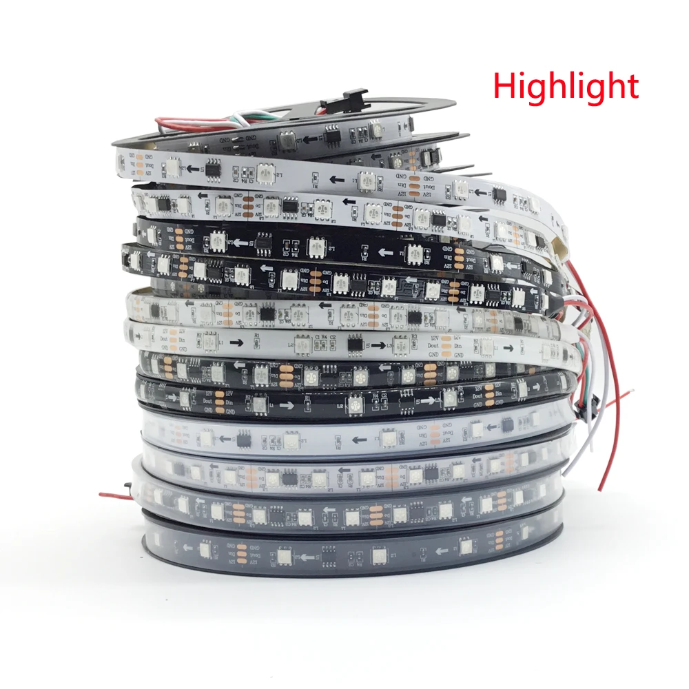 Высокий светильник Led WS2811 RGB светодиодный полоса Адресуемая 30/60 светодиодов/м