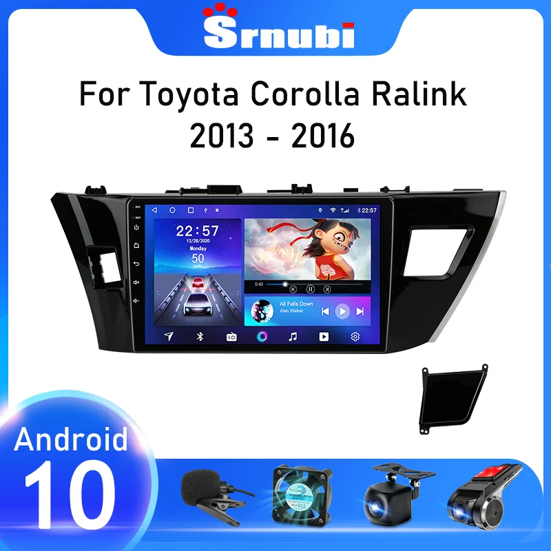 Srnubi Android 10 Car Radio for Toyota Corolla Ralink 2013 2014 2015 2016 Multimedia Video Player Navigaion GPS 2 Din WIFI DVD