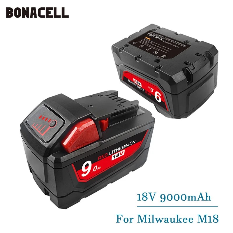 

18V 9.0Ah 48-11-1850 48-11-1852 M18 XC Li-Ion Replacement Battery for Milwaukee 48-11-1815 M18B2 Cordless Power Tools Batteries