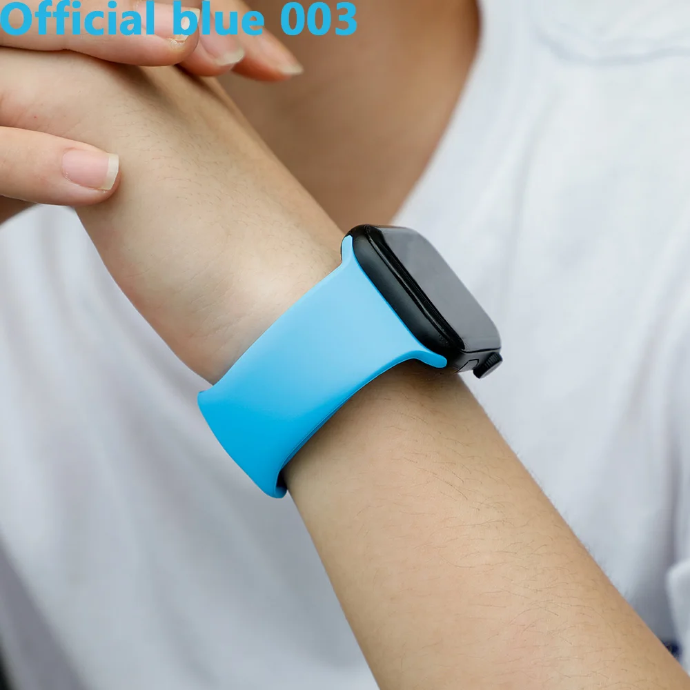 Ремешок для apple watch, ремешок для apple watch 5, 4, 3, iwatch, ремешок 42 мм, 44 мм, 38 мм, 40 мм, браслет Correa, силиконовый ремешок для часов, ремень, аксессуары - Цвет ремешка: Official blue 003