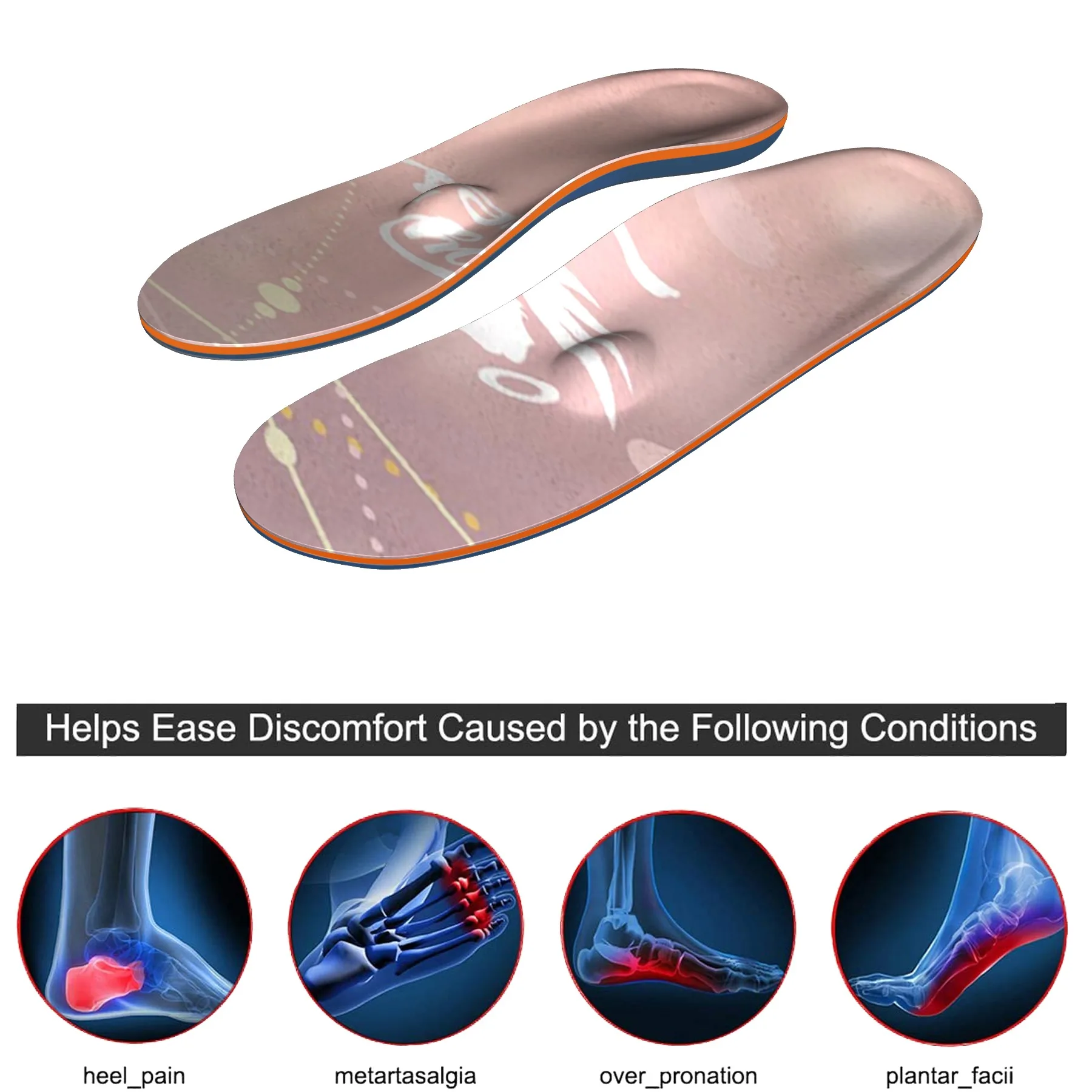 Light Pink Model Plantar Fasciitis, Metatarsal Arch Support, Orthopedic Insoles, Sports Soles, Flat Foot Pain, Heel Spur Orthope