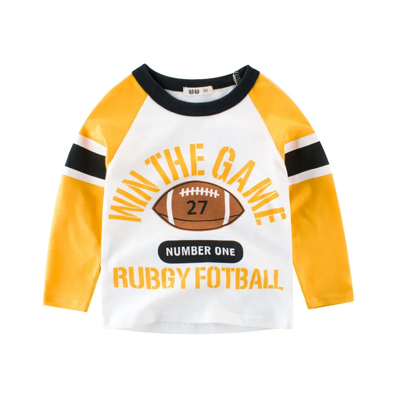 

Baby boy clothes Spring Autumn Cotton Long-sleeve T-Shirt Children soft Stitching Cartoon football sport top kids Clothing daily