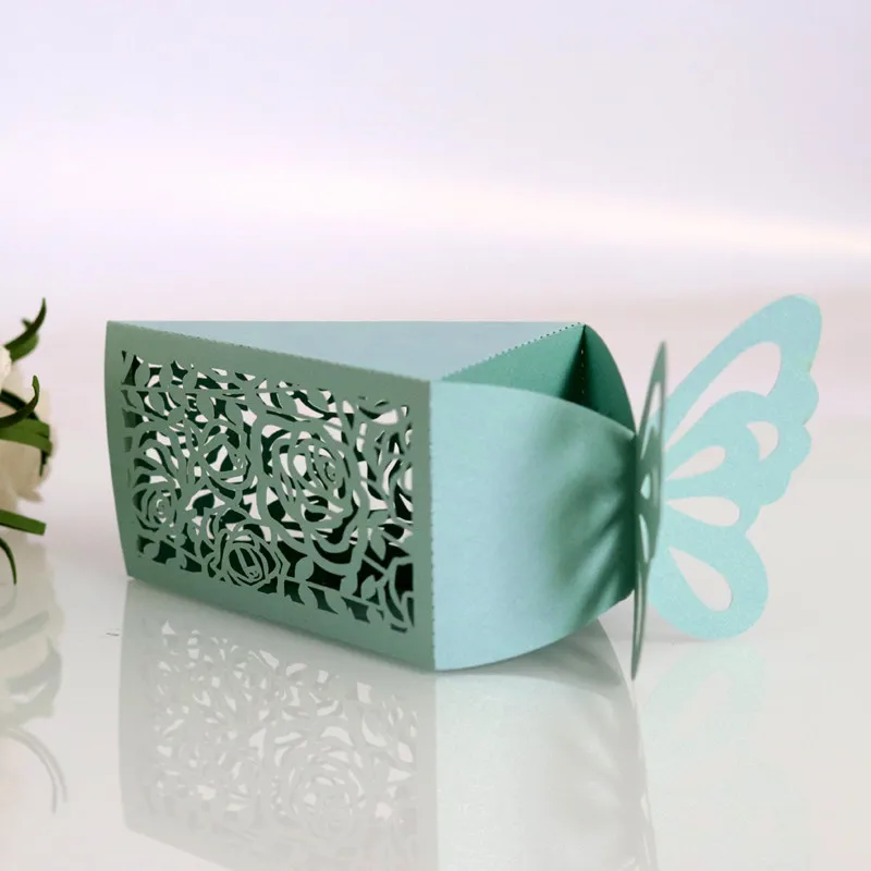 10pcs Butterfly Hollow Flower Laser Cut Candy Gift Boxes Packaging Dragee for Wedding Birthday Decoration Baby Shower Wrapping | Дом и сад