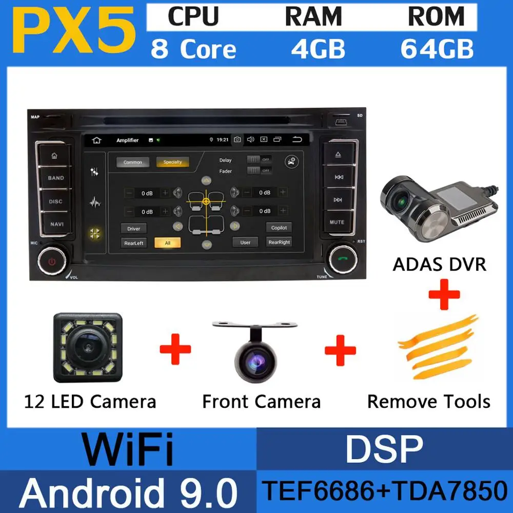 5 USB порт Android 9,0 Восьмиядерный автомобильный dvd-плеер для Volkswagen VW Touareg 2004-2011 T5 Multivan/Транс порт er 2004-2009 Автомагнитола - Цвет: PX5-Adas