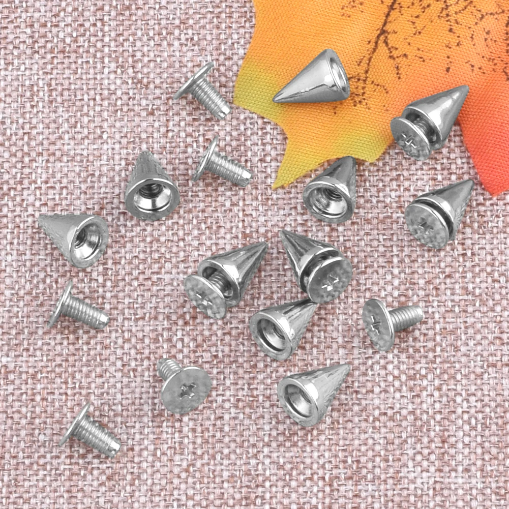 

10pcs/lot trendy 10mm silvery Metal Bullet Spikes spots cone screw metal studs rivet bullet spikes Craft Rivet Accessory