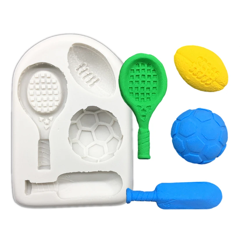 

Wholesale 10 pcs Football Tennis Rugby Silicone Mold Sugarcraft Chocolate Cupcake Baking Fondant Cake Decorating Tools