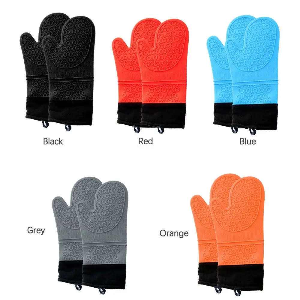 Очень длинные термостойкие плотные силиконовые перчатки для готовки выпечки