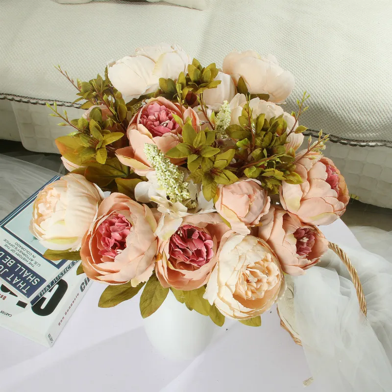 13 голов пиона в европейском стиле искусственная фотография Свадебная версия