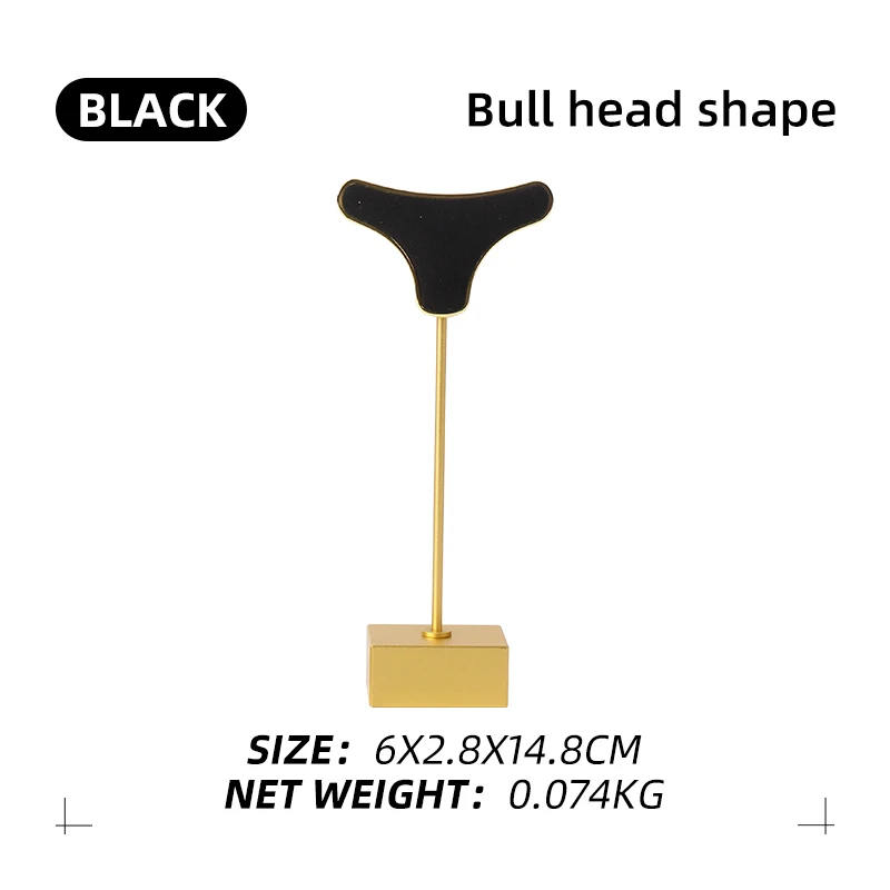 

Black Bull Head Shaped Microfiber Metal Jewelry Display Stand For Femal Earring Necklace Jewellery Organizers Holder Detachable