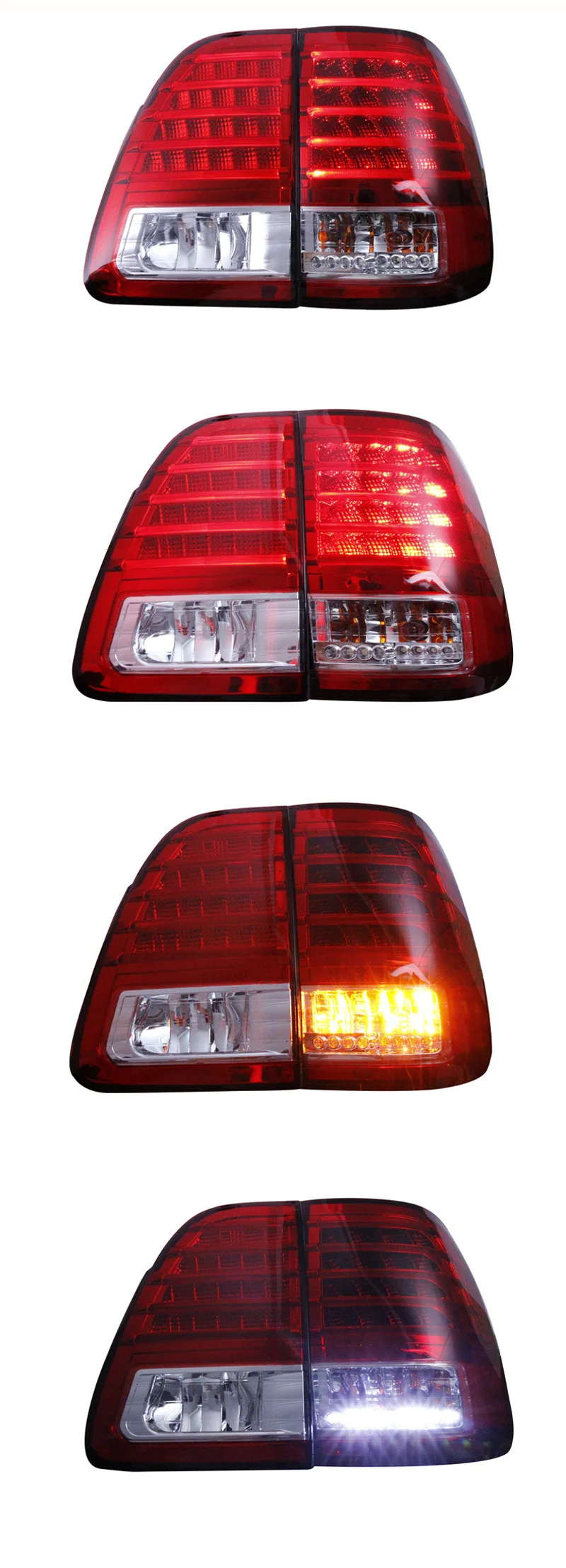 Автомобильный светодиодный задний фонарь для Toyota Land Cruiser 100 FJ100 LC100 1998-2007 задний противотуманный фонарь+ тормоз+ обратный+ сигнал поворота