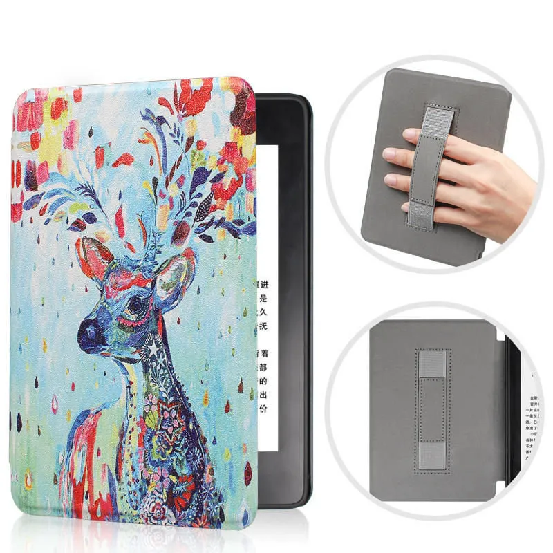 Colorful deer Чехол для всех новых Kindle 10th Gen, тонкий защитный смарт-чехол с принтом из искусственной кожи, чехол с ремешком на руку для Kindle - Цвет: Colorful deer
