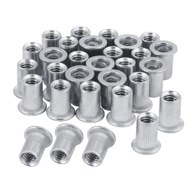 

300Pcs Aluminum Alloy Rivet Nut Flat Head Threaded Rivet Insert Nut Insert Reveting Nut (M3 M4 M5 M6 M8 M10 M12)