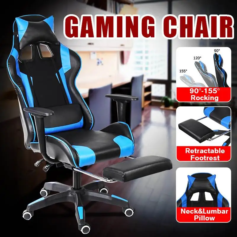 

Furniture Office Chair racing Gaming Chair Game Recliner Computer Leather Seat Video Gamer Chair Office Armchair Footrest WCG