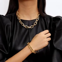 new fashion retro miami cuba necklace punk charm heavy metal necklace bracelet combination necklace womens jewelry