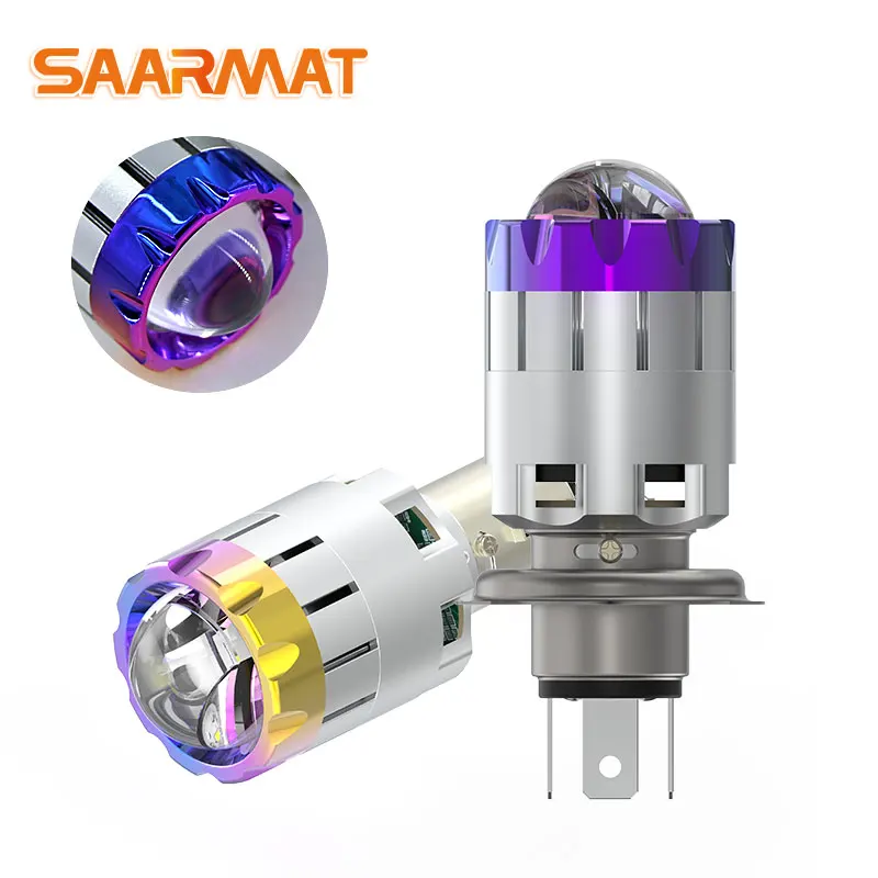 Лампы для мотоциклетных фар H6 BA20D H4 LED Mini Bi линзы дальний и ближний свет лампа