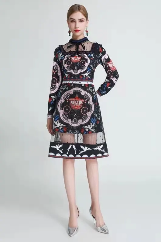 

New LK2064High quality Fashion Women 2021 lady Luxury famous Brand European Design party style Dress