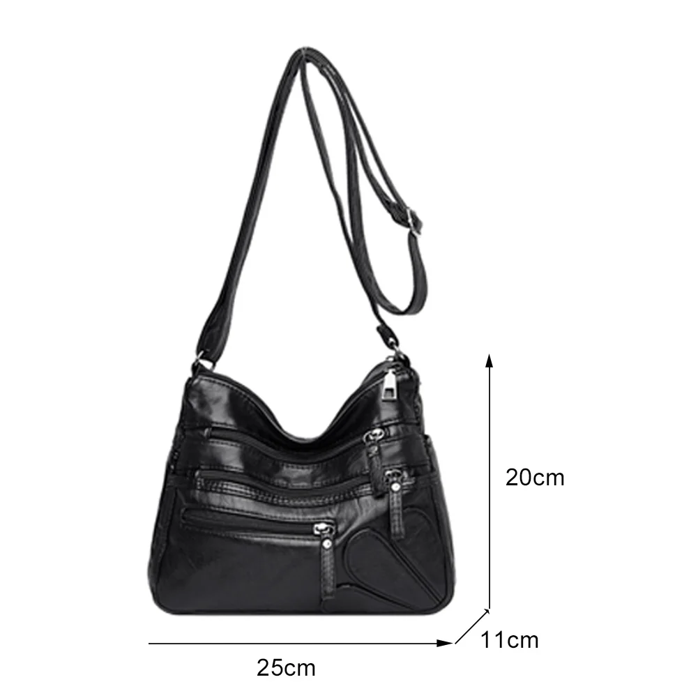 

Women Soft PU Leather Solid Color Shoulder Bags Multi-Layer Classic Crossbody Bag Luxury Designer Zipper Vintage Handbag