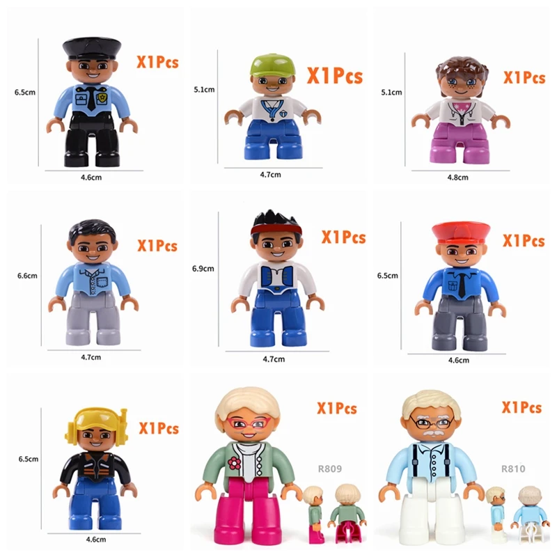 Duplo строительные блоки фигурки семья полицейский фермер совместим с Duploed
