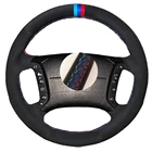 Черная ручная прошивка Алькантара замша кожаный чехол рулевого колеса автомобиля для BMW E46 318i 325i E39 X5 E53