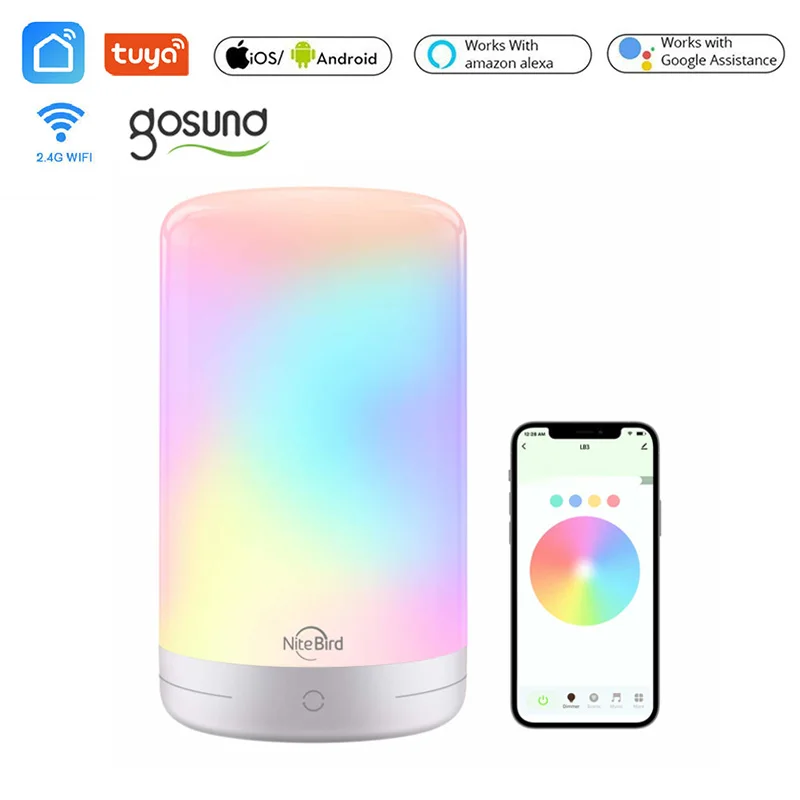 

Tuya WI-FI прикроватная лампа 10 Вт смарт настольная лампа RGB светодиодный светильник приложение Smart life Беспроводной дистанционного Управление С...