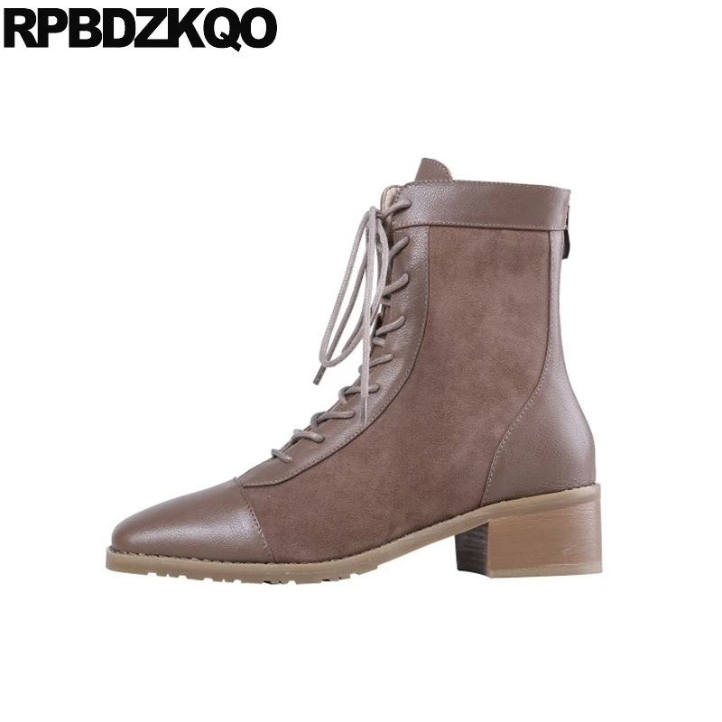В стиле ретро Замшевые ботинки для женщин на шнуровке спереди и каждый день Сезон