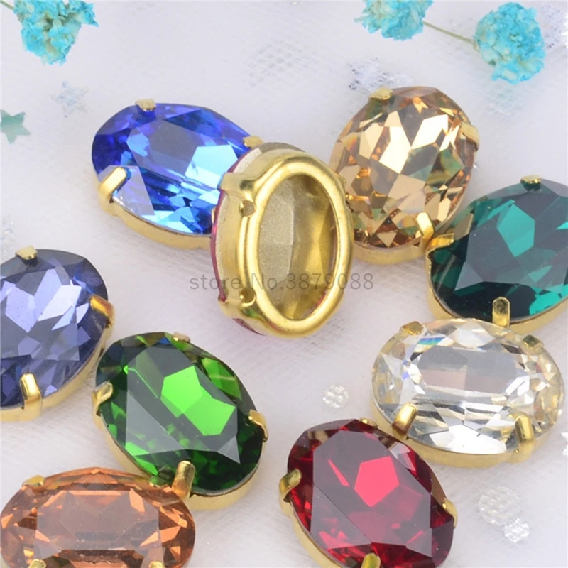Высокое качество K9 Стекло бриллиантами 13X18Mm овальной формы с украшением в виде