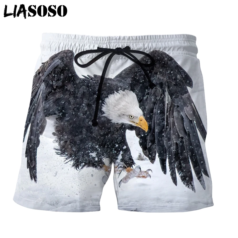 

LIASOSO Hunting Animal Eagle Shorts 3D Print Men Women New Pants Oversized Beach Harajuku Sweatpant Shorts Casual Fashion Loose