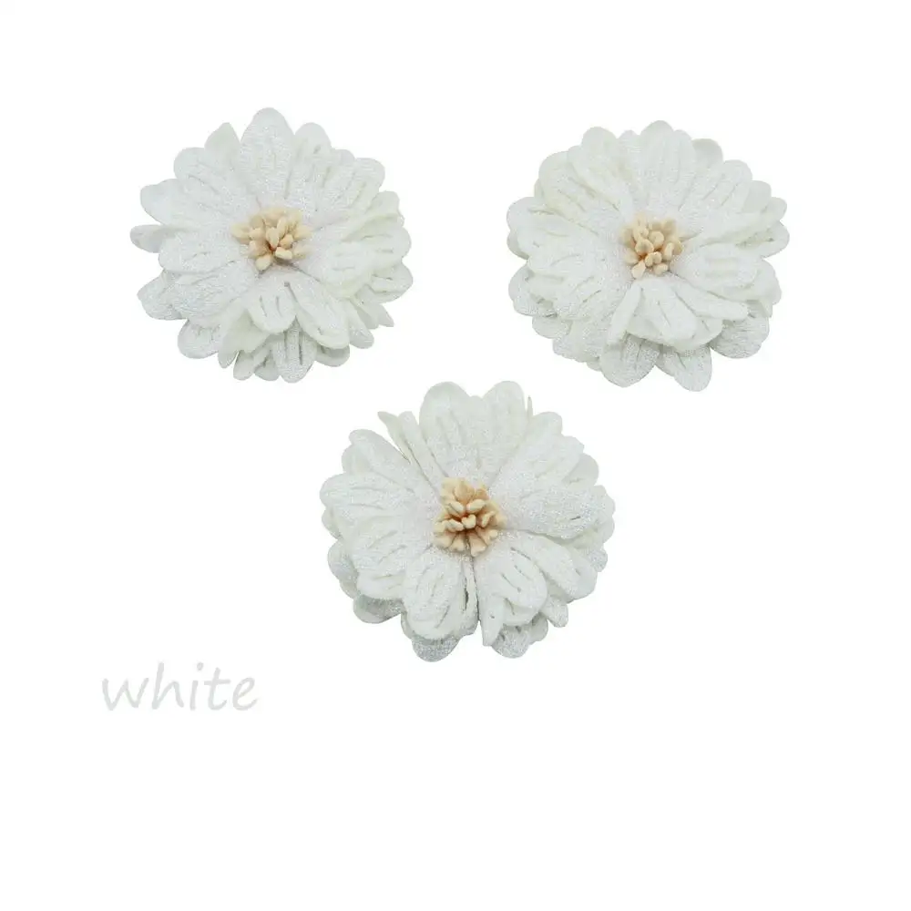 white 4,5 см 12 шт./пакет искусственный цветок ремесло ткани на платформе с цветочным принтом повязка на голову, для самостоятельного изготовления букет невесты украшения - Цвет: white
