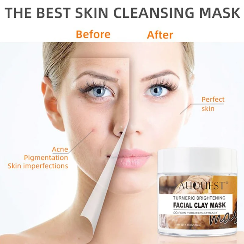 

Turmeric Clay Mask Deep Cleansing Acne Exfoliating Facial Mask Moisturizing Whitening Face Cosmetics Beauty Skin Care