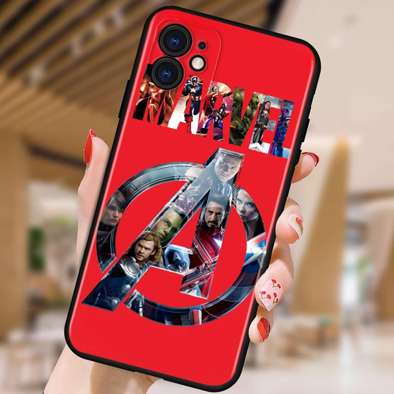 

Marvel superhero The Avengers for iphone 5 5S 6 7 8 X XR XS 11 12 SE MAX Plus Pro mini 2020 TPU Black Phone Case