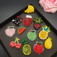 mini handmade rhinestone beaded patches fruits sew on crystal patch beading applique cute patch cactus