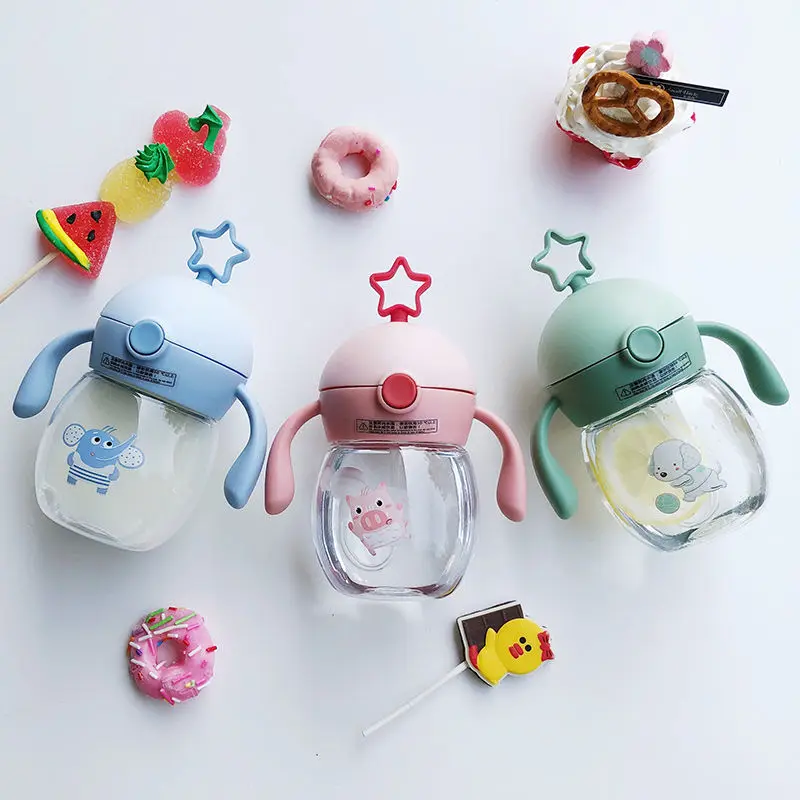 

New Arrival Beautiful Baby Straw Cup Anti Choking Sippy Cup with Gravity Ball with Straw Bottles Cute Water Bottle for Kids Cups