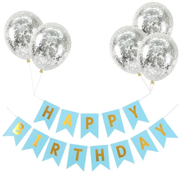 7banner confetti Розовое золото с днем рождения баннер воздушные шары с конфетти цвета розовое золото гелиевые шары Дети День Рождения Декор для душа - Цвет: 7banner confetti