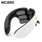 Умный массажер для шеи NICARE, 6-зонный шейный позвоночник, расслабление мышц спины, Электрический импульсный массажер для облегчения боли в плечах