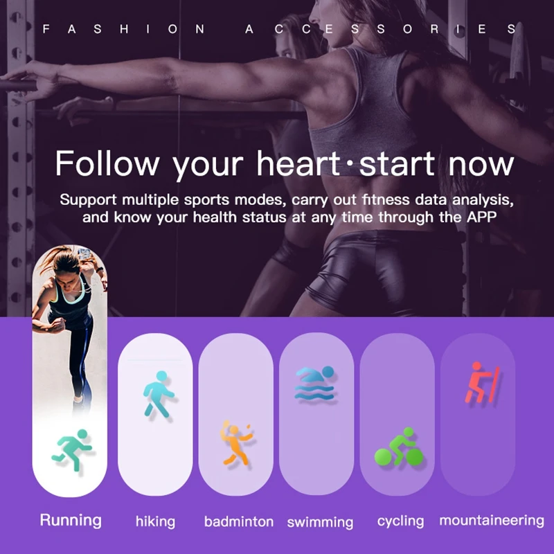 

Smart Watch Sports Waterproof Bluetooth Multi-Function Smart Bracelet Large Screen Heart Rate and Blood Pressure