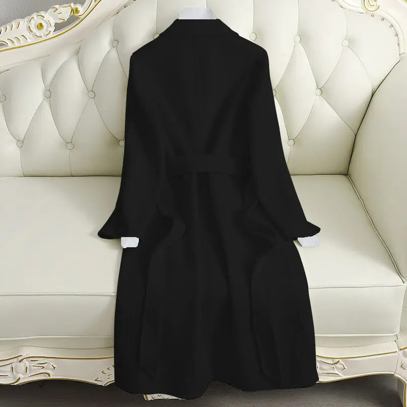 

2020 New Woolen Coat Autumn Winter Women's Mid-length Solid Color Bouble-sided Cashmere Jacket Female Slim Wool Coat Overcoat