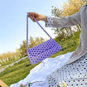 Hand Woven Pearl Evening Bags Women 2020 Luxury Beaded Flap Box Pearl Clutch Purses And Handbag Ladies Cross Body Messenger Bag