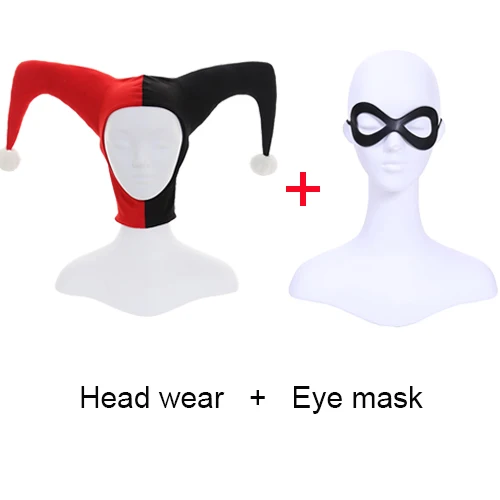 Head wear eye mask Costumebuy отряд самоубийц Джокер Куинн костюмы для косплея для женщин плохой девушки маска шляпа Хэллоуин реквизит головной убор - Цвет: Head wear eye mask
