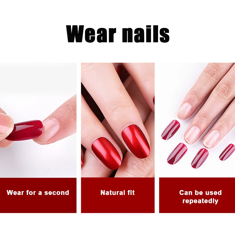 24 шт многоразовые наклейки для ногтей съемные носимые поддельные ногти