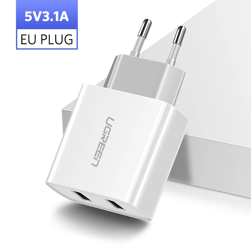 Ugreen 5V3. 4A Универсальное Зарядное Устройство USB Путешествия Зарядное Устройство Адаптер Портативный ЕС ВЕЛИКОБРИТАНИЯ Plug Смарт-Мобильный Телефон Зарядное Устройство для iPhone Tablet - Тип штекера: 5V3.1A EU White