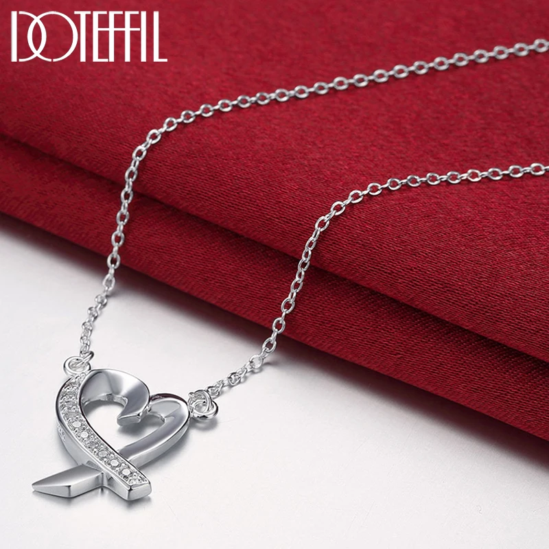 Цепочка DOTEFFIL из серебра 925 пробы с кулоном в виде сердца 18 дюймов - купить по