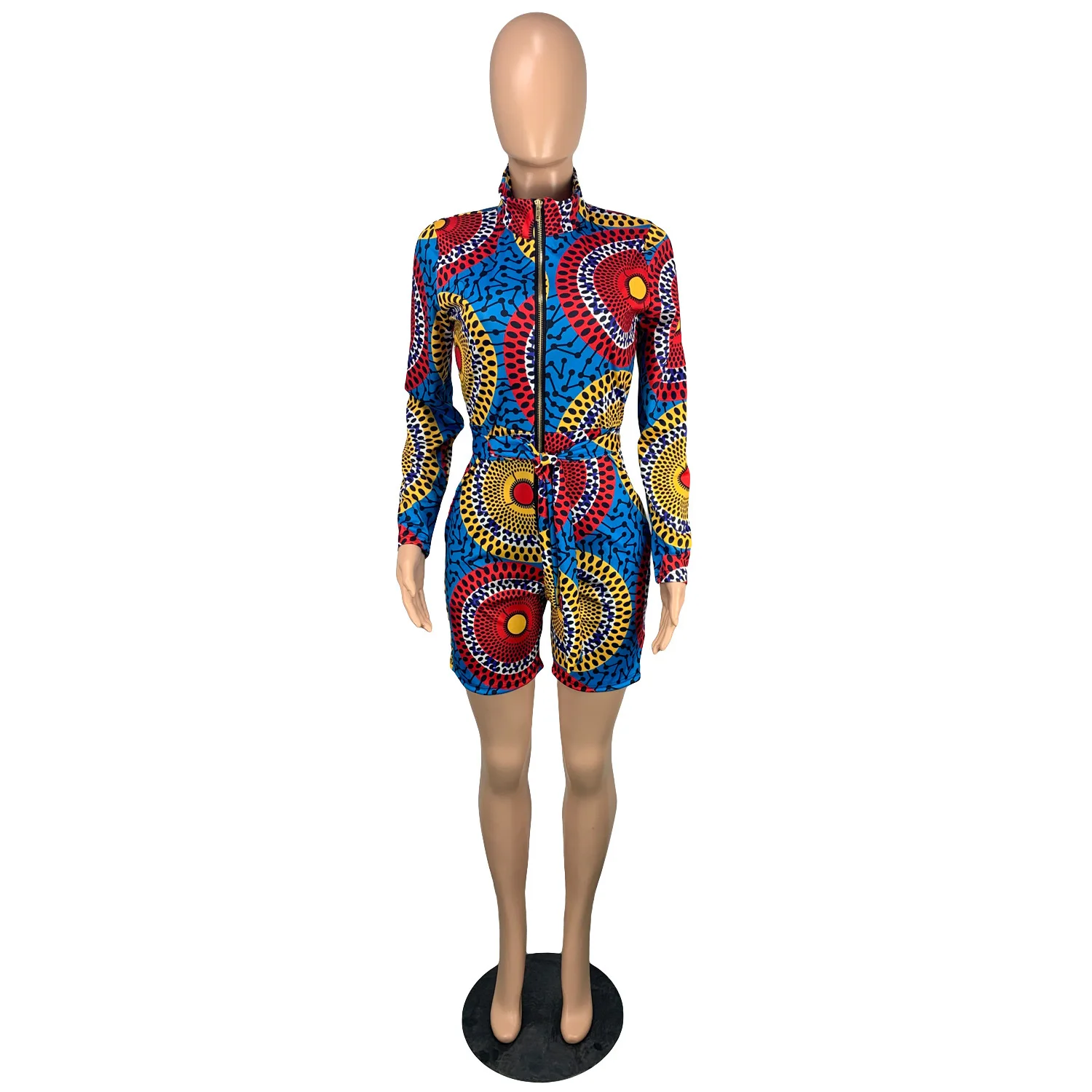

African Clothes for Women 2021 Summer African Women Printing Short Jumpsuit African Clothes European Clothing