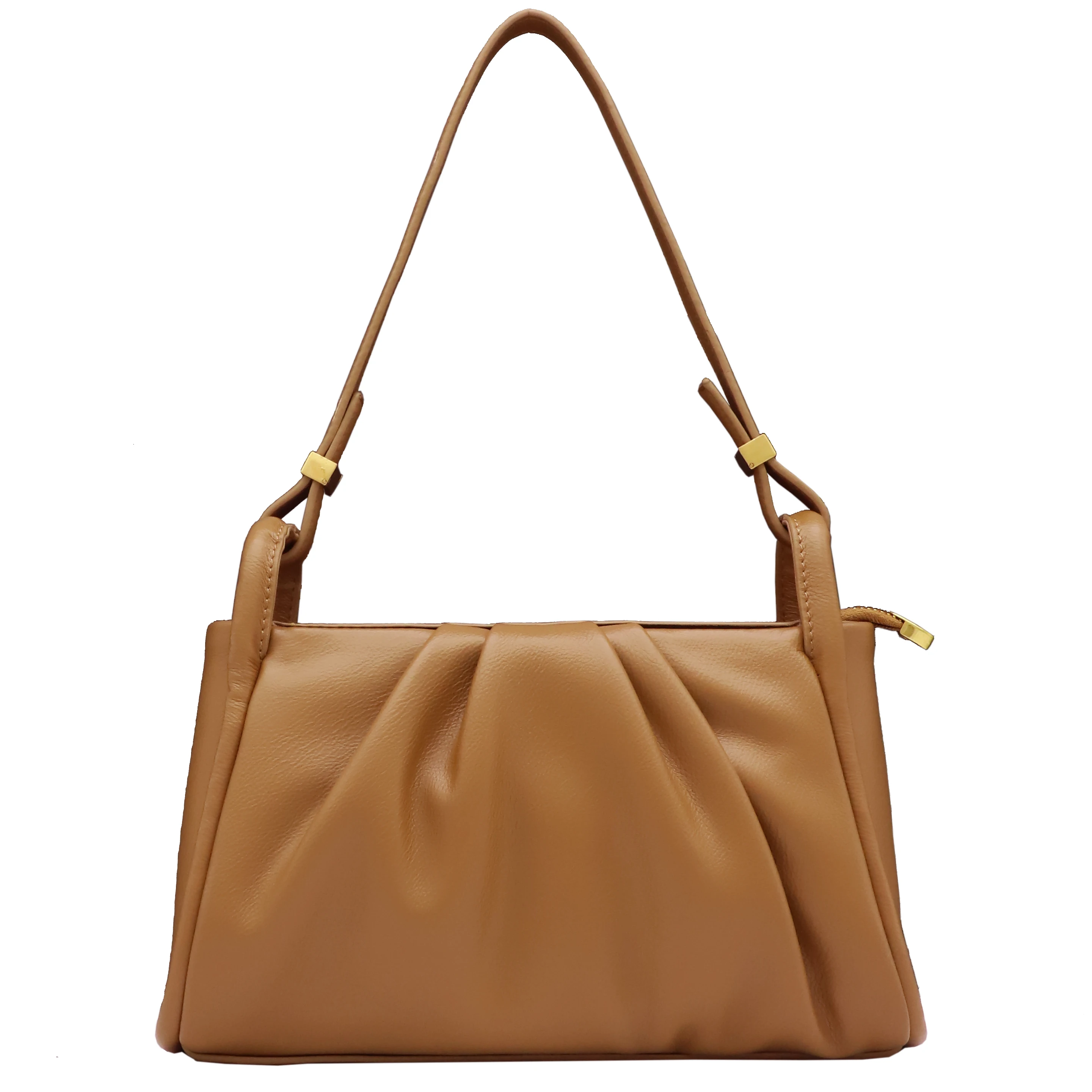 

Niche Design 2021 New Personalized Pleated Single Shoulder Underarm Bag Solid Color Women Leather Phone Pack D872