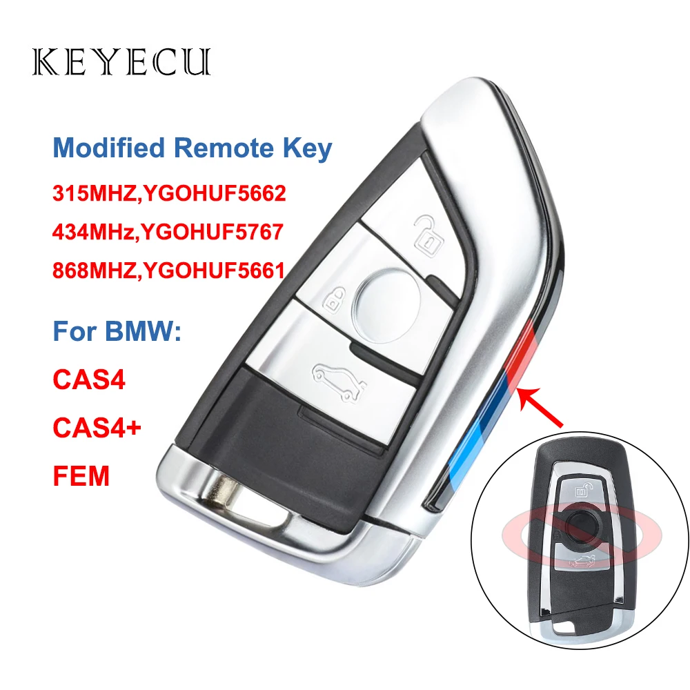 Модифицированный смарт ключ Keyecu CAS4 + FEM с 3 кнопками 315 МГц YGOHUF5662 434 YGOHUF5767 868 YGOHUF5661