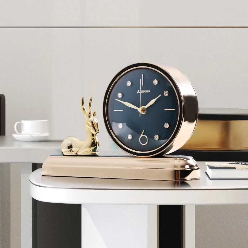 

Home living room desk clock creative trend Fulu ornament clock light luxury high-end simple clock European style table clock