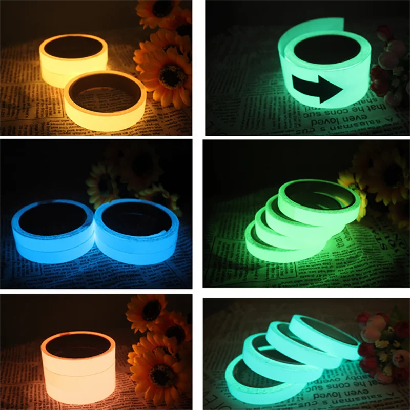 1 м x 2 мм самоклеющиеся ПЭТ светящиеся ленты полоса светится в темноте зеленый