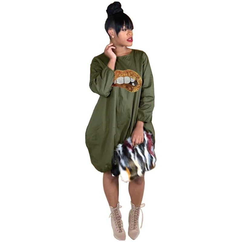 Женское свободное платье-рубашка с длинным рукавом повседневное элегантное